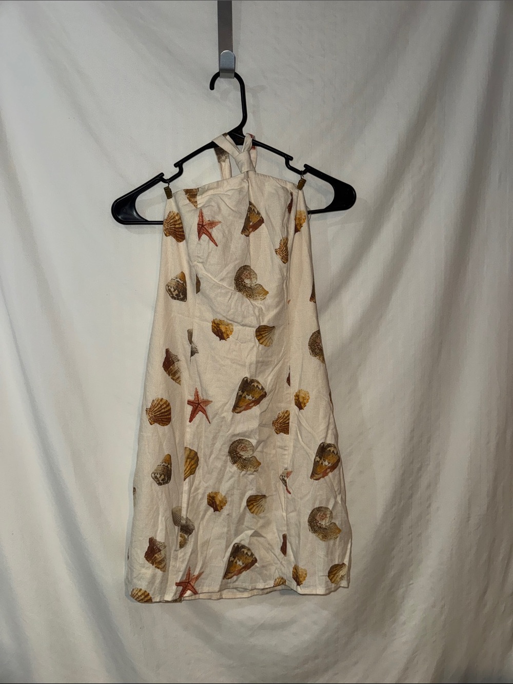 wild fable Cream Halter Seashell Print Mini Dress
